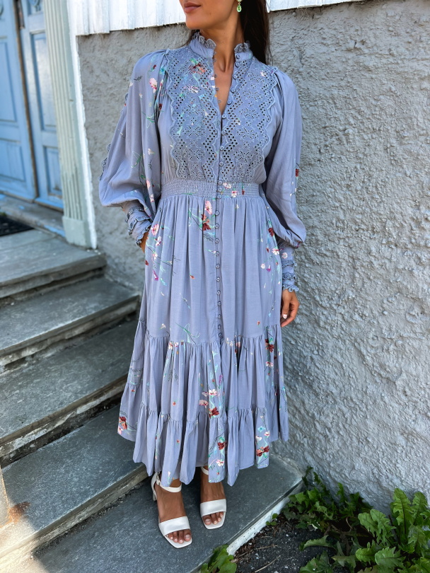Cotton Slub Midi Dress - Cloudy Bloom - Image 1