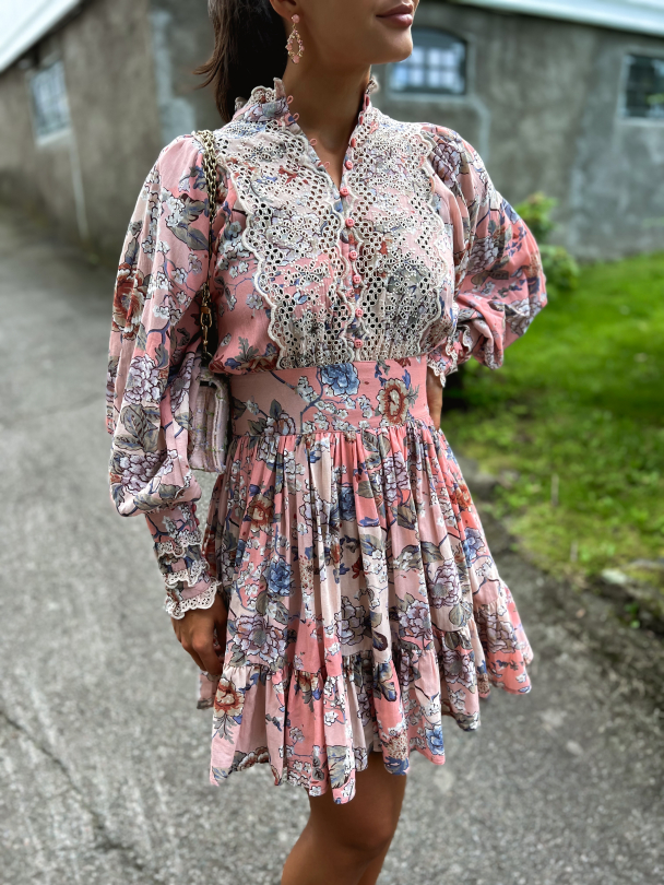Cotton Slub Mini Dress - Botanical - Image 1