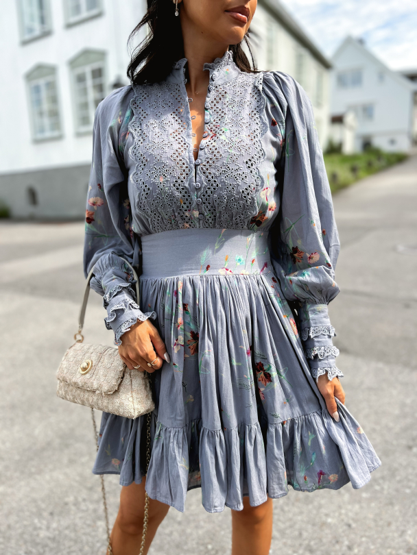 Cotton Slub Mini Dress - Cloudy Bloom - Image 1