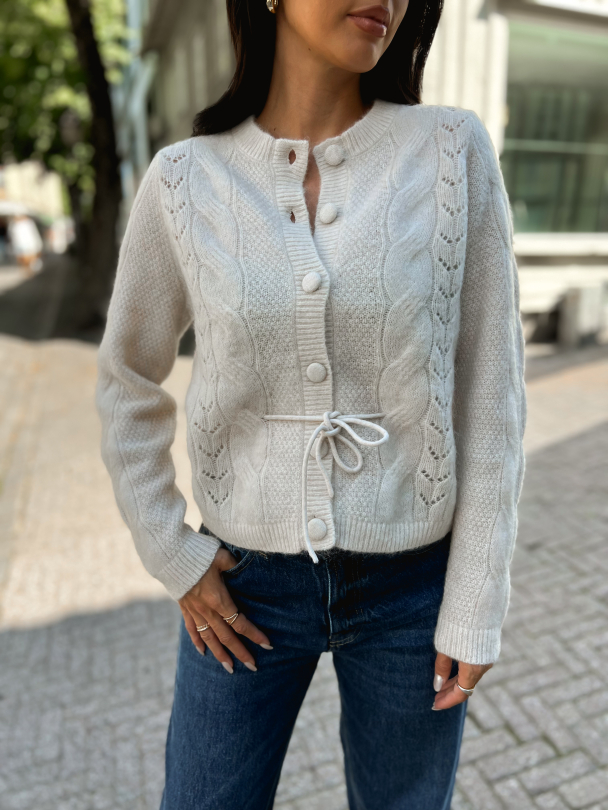 Vera Knit Belt Cardigan - Birch - Image 1