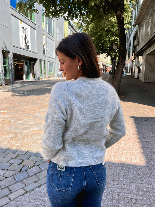 Vera Knit Belt Cardigan - Light Grey Melange  - Image 5