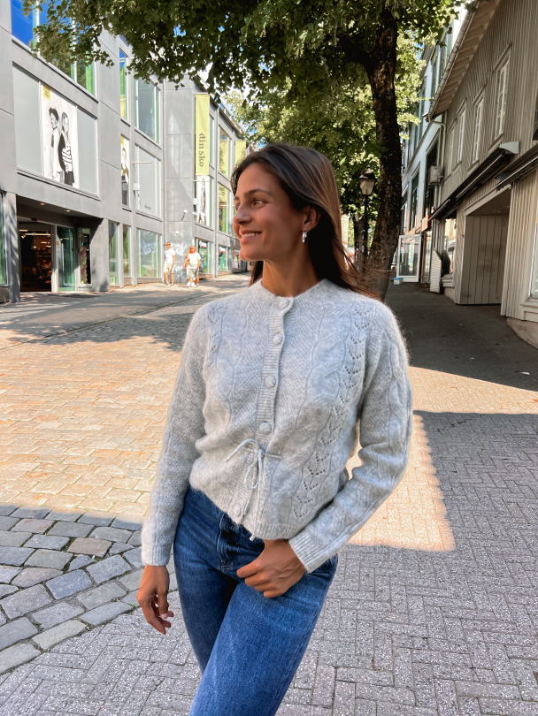 Vera Knit Belt Cardigan - Light Grey Melange  - Image 6