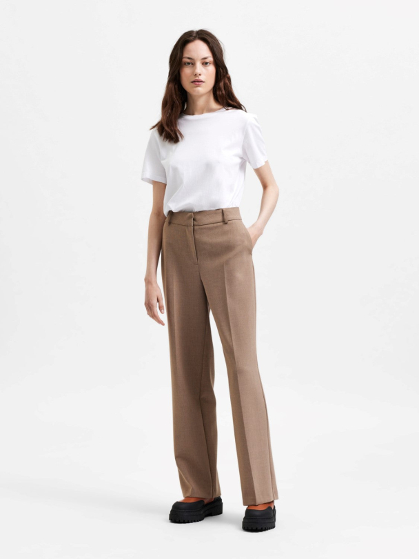 Rita Wide Pant - Camel/Melange - Image 2