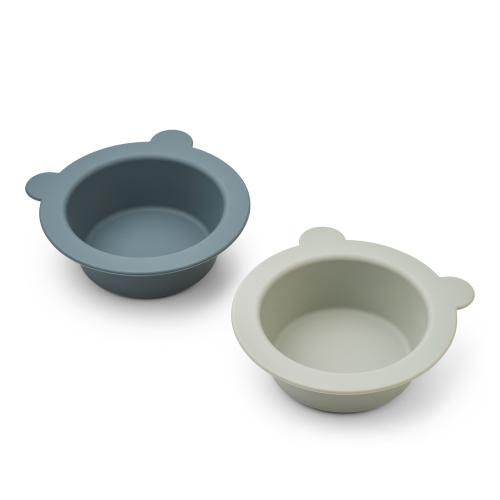 Liewood | Peony Skål Sklisikker 2-pk - Whale Blue/Dove Blue