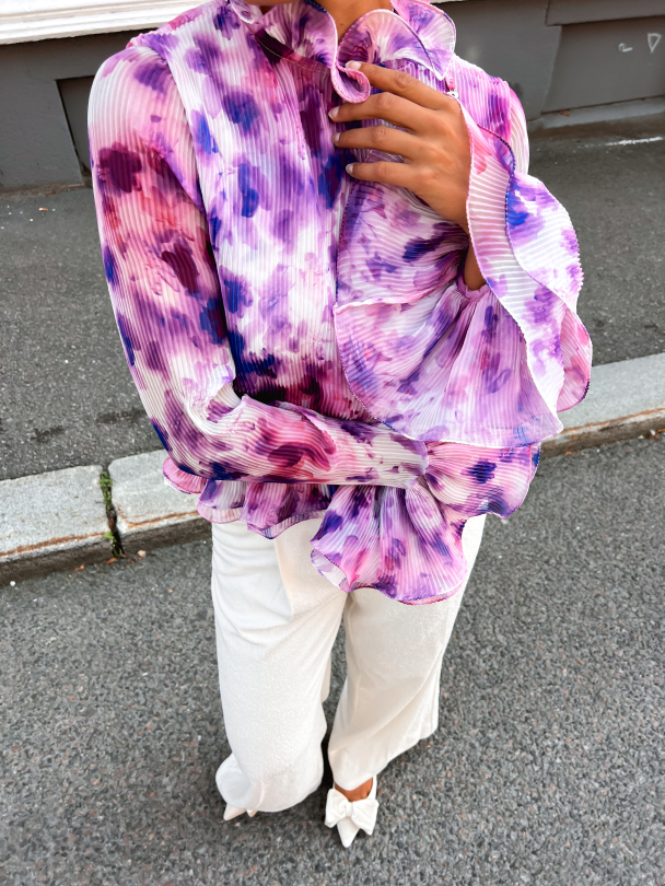 Chiffon Ruffle Top - Pink Print  - Image 10
