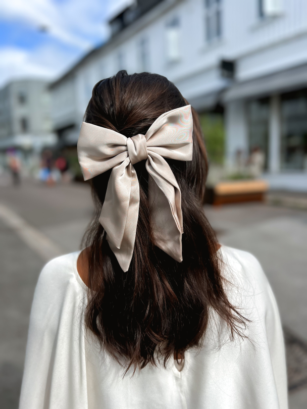 Bella Satin Bow - Beige - Image 2