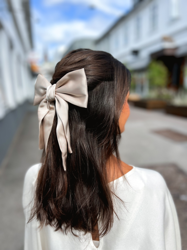 Bella Satin Bow - Beige - Image 1