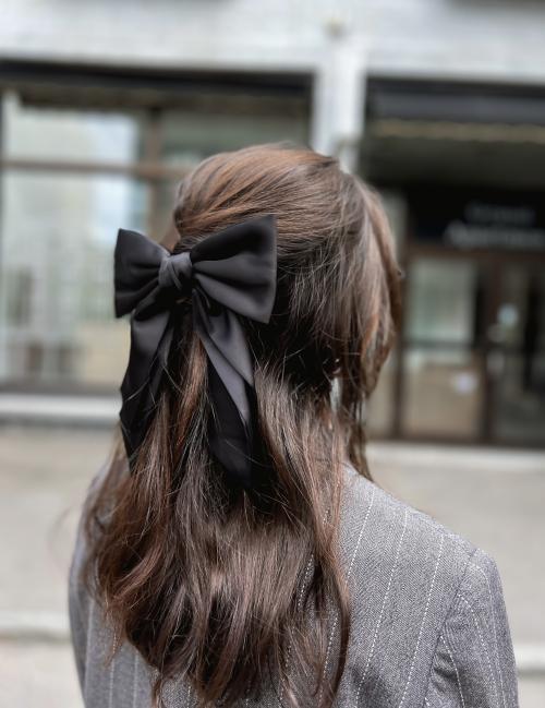 Bella Satin Bow Black