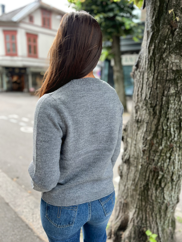 Lana Knit Wool O-neck - Grey Melange - Image 3