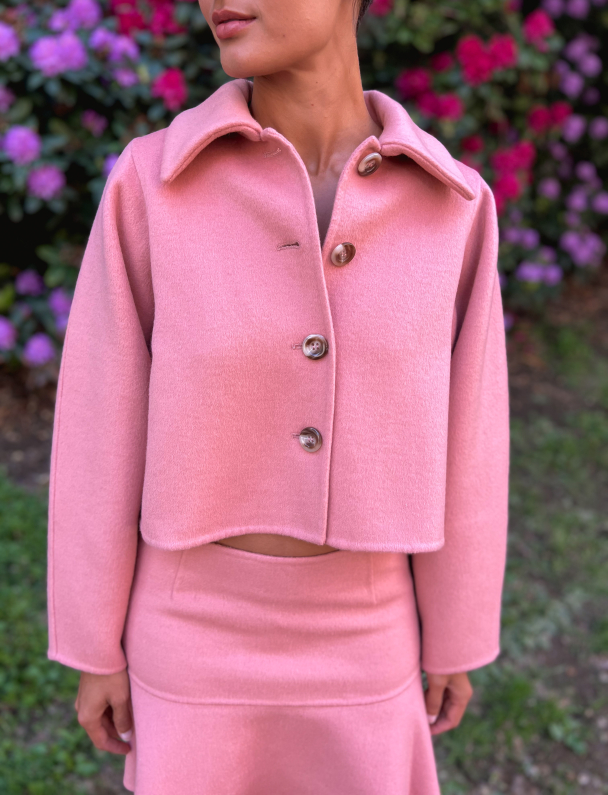 Tailored Cropped Jacket - Dusty Pink  - Image 1