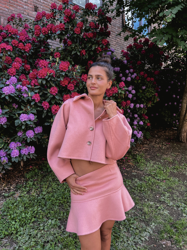 Tailored Cropped Jacket - Dusty Pink  - Image 3