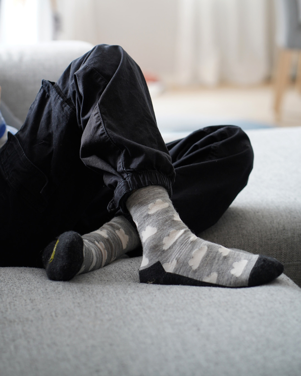 Ullsokk m/frottésåle - Grå Melert - Image 2