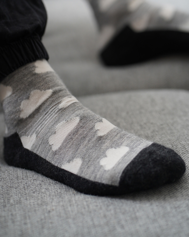 Ullsokk m/frottésåle - Grå Melert - Image 3