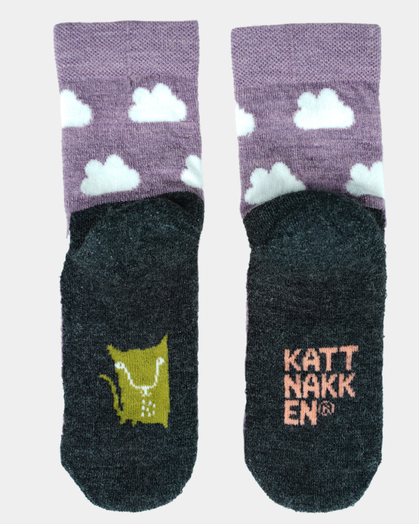 Kattnakken | Ullsokk m/frottésåle - Fiol - Image 3
