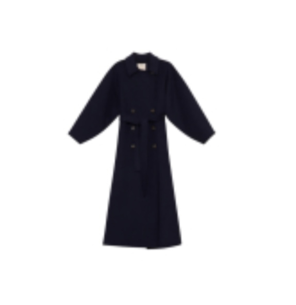 Tailored Belted Coat - Navy - Image 2