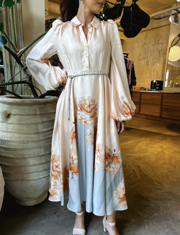 Striped Butted-Down Dress - Vintage Roses  - Image 1
