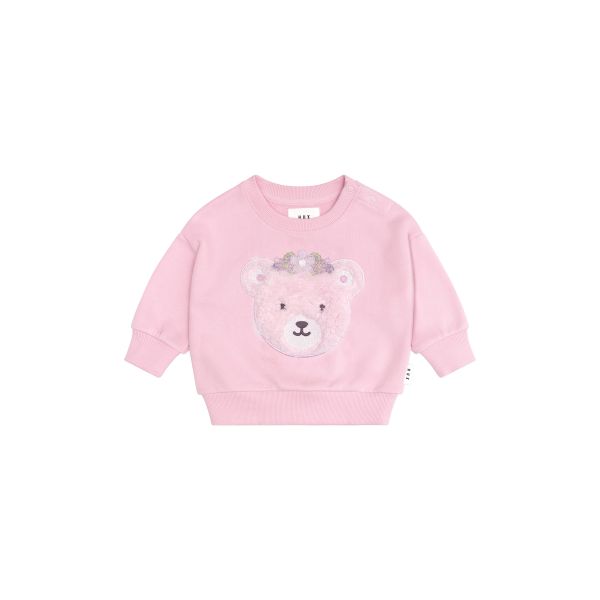 HUXBABY | Daisy Furry Bear Sweatshirt - Lilac Mist