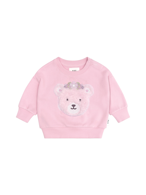 HUXBABY | Daisy Furry Bear Sweatshirt - Lilac Mist - Image 1