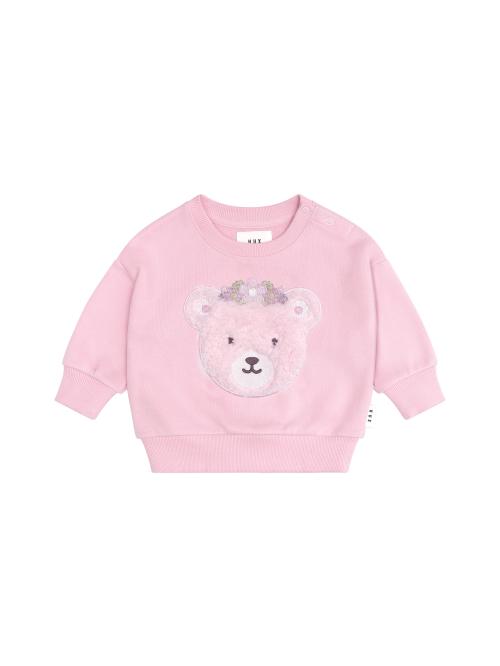 HUXBABY | Daisy Furry Bear Sweatshirt - Lilac Mist