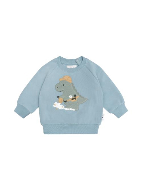 HUXBABY | Construction Dino Sweatshirt - Marine Blue