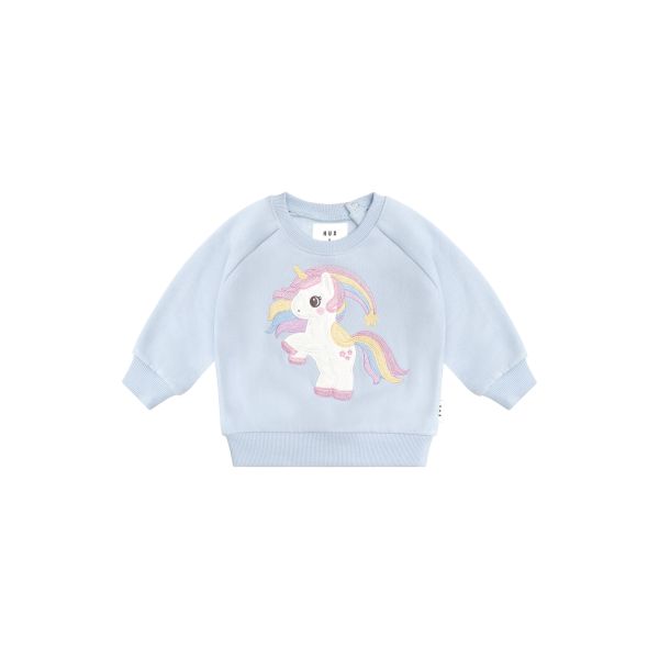 HUXBABY | Rainbow Unicorn Sweatshirt - Ice Water