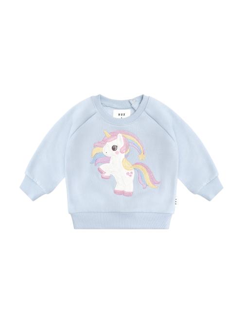 HUXBABY | Rainbow Unicorn Sweatshirt - Ice Water