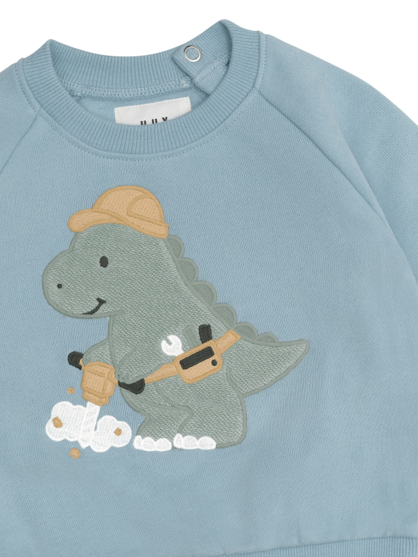 HUXBABY | Construction Dino Sweatshirt - Marine Blue - Image 4