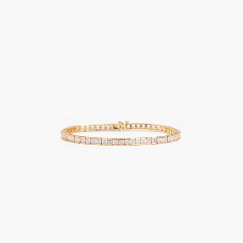 Square Tennis Bracelet White Gold