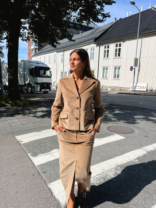 Corduroy Pencil Skirt - Olive  - Image 4