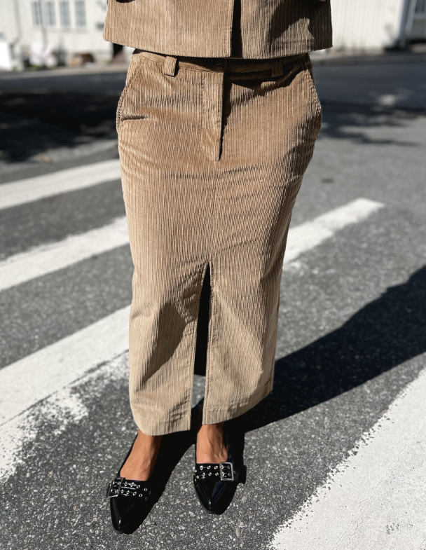 Corduroy Pencil Skirt - Olive  - Image 1