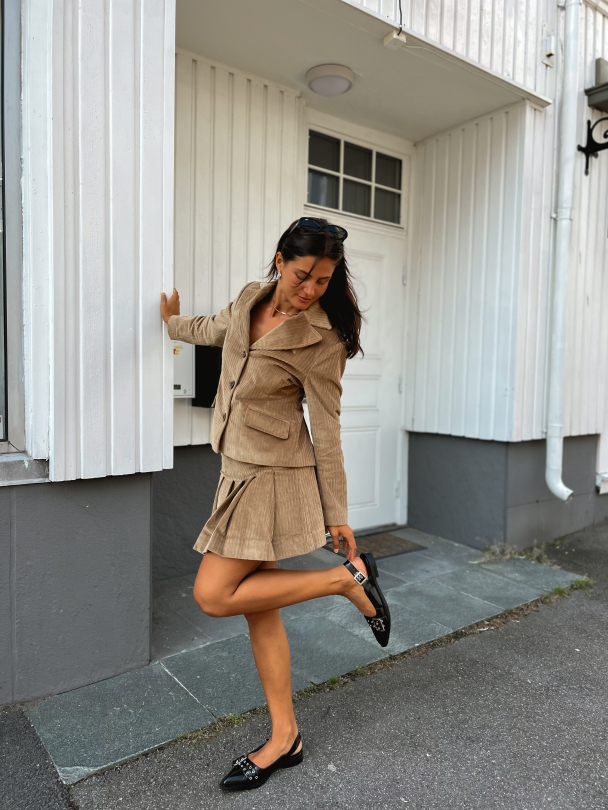 Corduroy Mini Skirt - Olive - Image 5