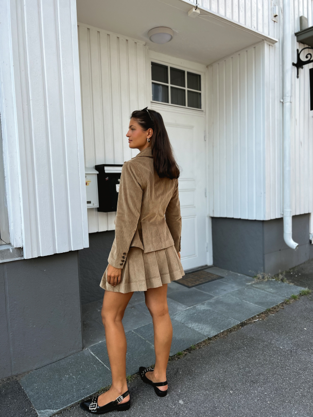Corduroy Mini Skirt - Olive - Image 7