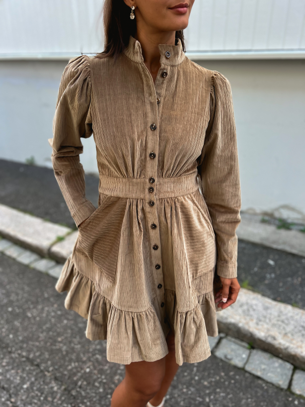 Corduroy Mini Dress - Olive  - Image 1
