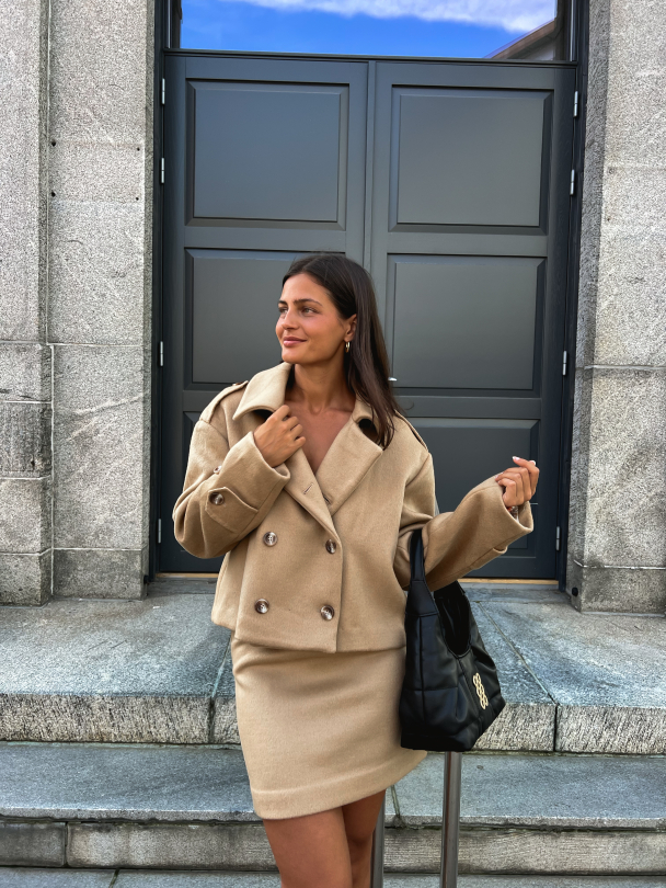 Tailored Mini Skirt - Camel  - Image 3