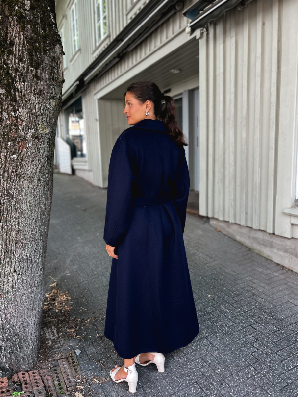 Tailored Belted Coat - Navy - Image 3