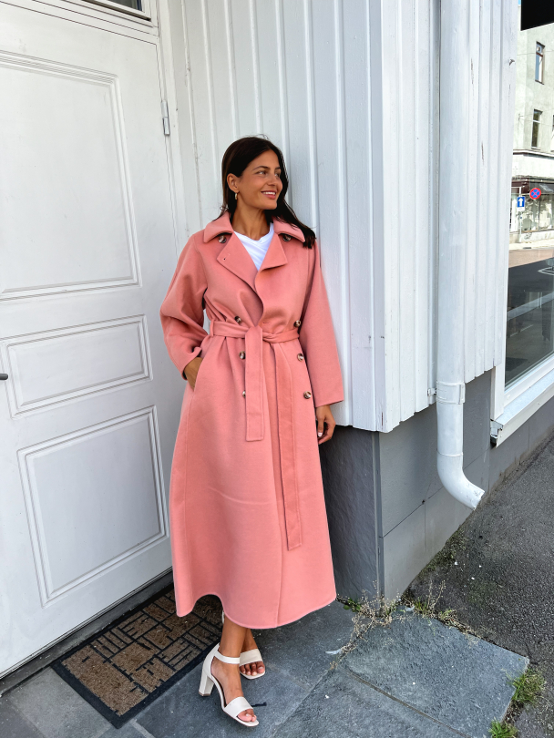 Tailored Belted Coat - Dusty Pink  - Image 4