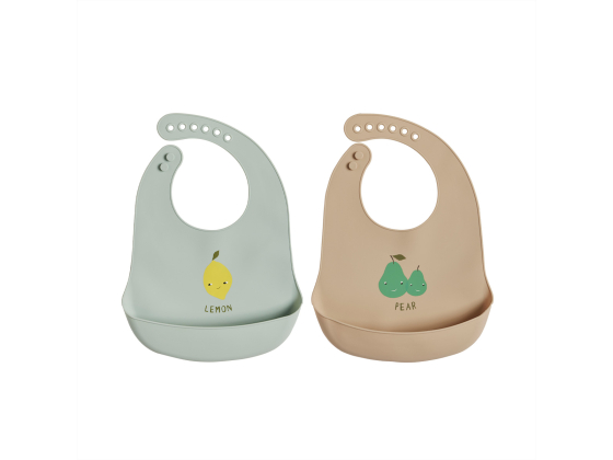 Yummy Silicone Bib , 2-pk - Minty / Camel