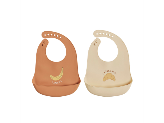 Yummy Silicone Bib, 2-pk - Caramel / Butter