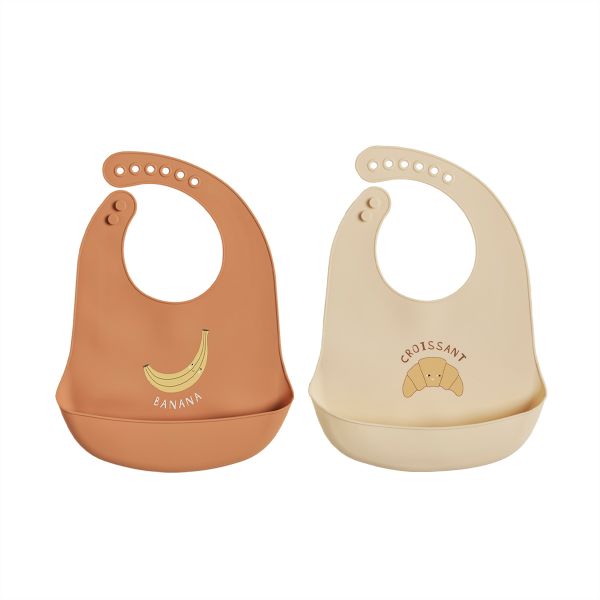 Yummy Silicone Bib, 2-pk - Caramel / Butter