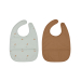 Dino Bib, 2-pk - Dusty Green / Caramel