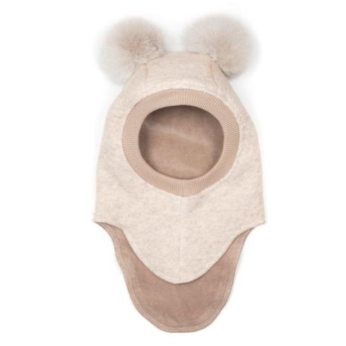 HUTTEliHUT | Balaclava Wool Alpaca PomPoms - Sand Melange