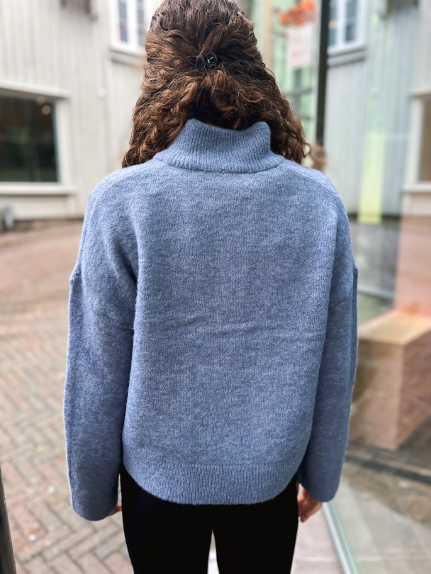 Sia Ras Knit Zipper Cardigan - Endless Sky/Melange - Image 2