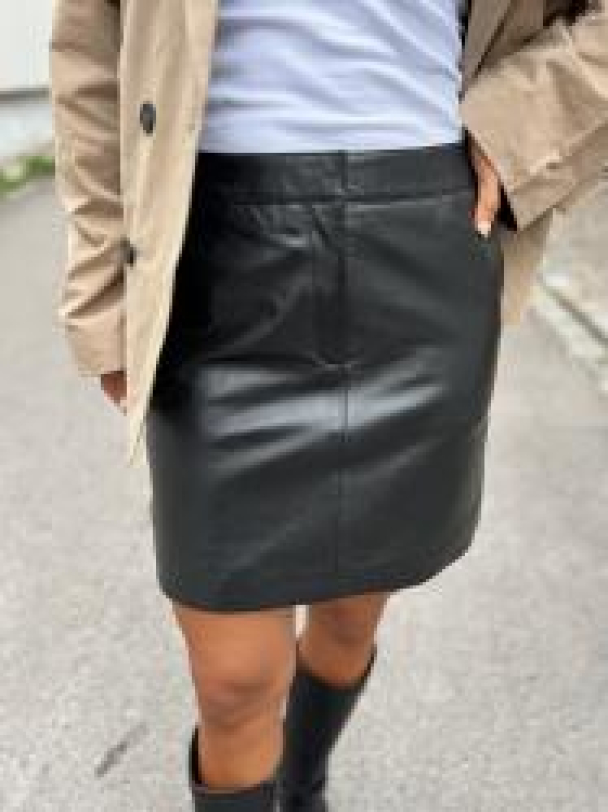 Lyma Leather Skirt - Black  - Image 1