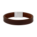 Silver bracelet dark brown calf leather - 12mm 