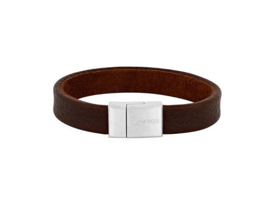 Silver bracelet dark brown calf leather - 12mm 