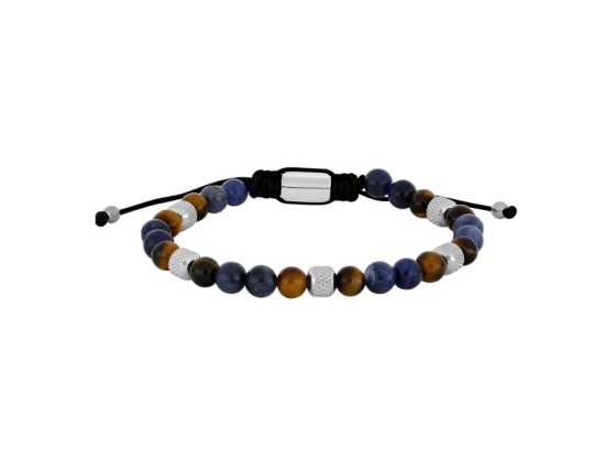 Silver bracelet sodalite/yellow tiger eye - 19-25cm