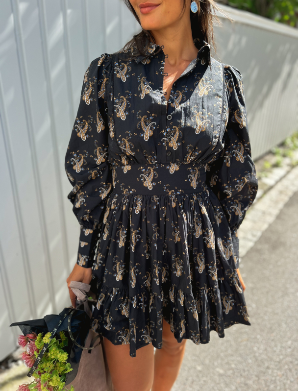 Poplin Mini Dress - Midnight Paisley - Image 1