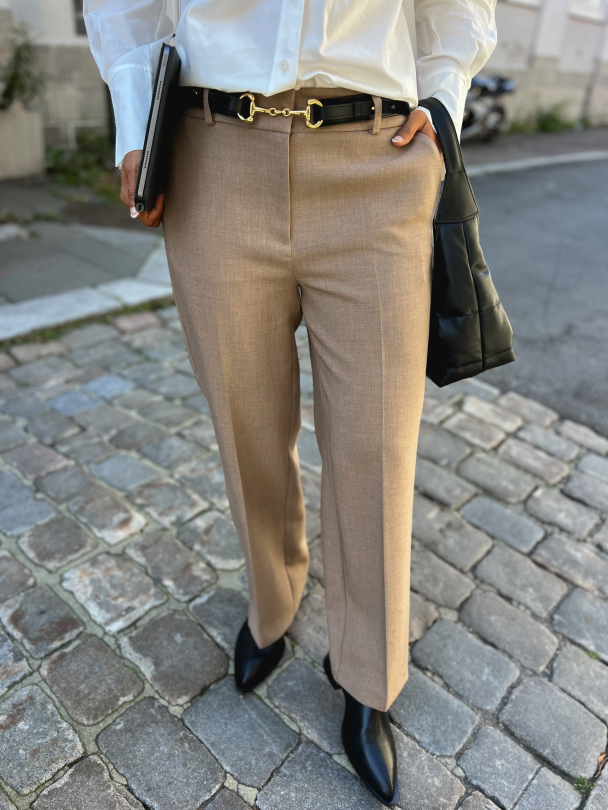 Rita Wide Pant - Camel/Melange - Image 1