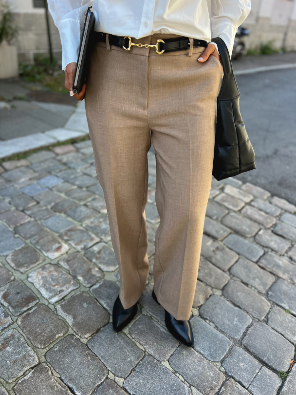 Rita Wide Pant - Camel/Melange - Image 6