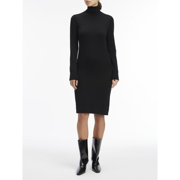 Merino Wool Knee Dress - Black